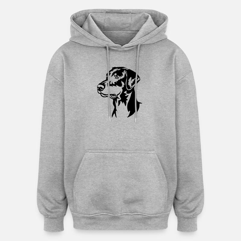 Tête de Doberman - Sweat à capuche oversize unisexe - gris chiné