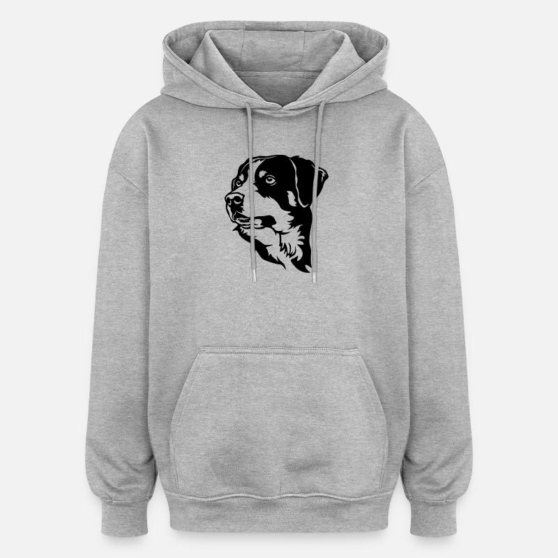 Appenzeller Sennenhund Kopf - Sweat à capuche oversize unisexe - gris chiné