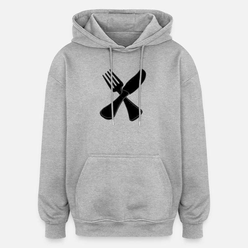 Couteau à couverts et fourchette - Sweat à capuche oversize unisexe - gris chiné