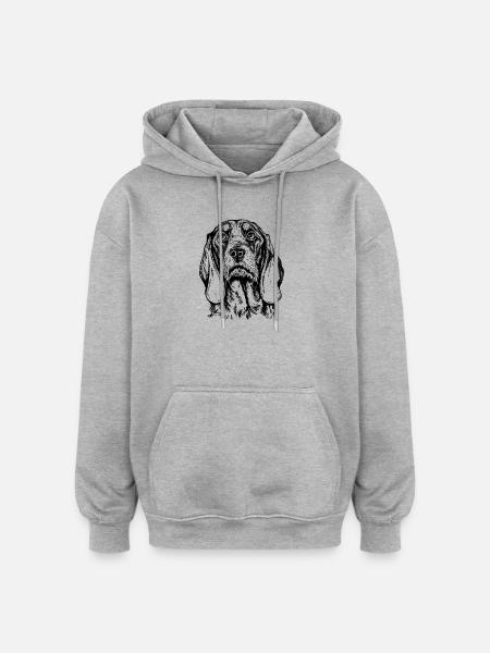 Swiss Hound Portrait - Oversized Unisex Hoodie - heather grey