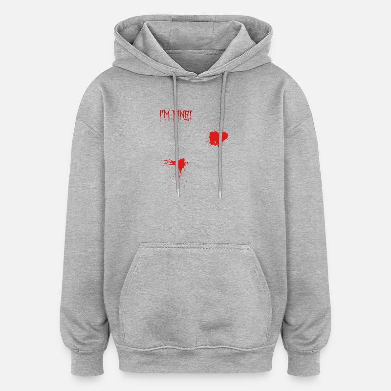 I’m Fine Blutspritzer - Oversized Unisex Hoodie - Grau meliert