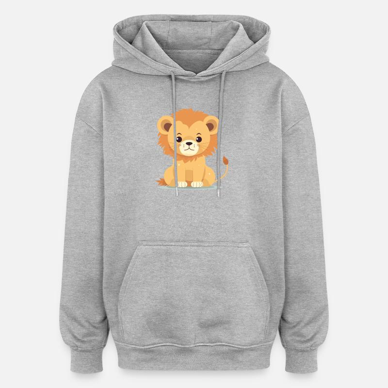 Babylöwe - Oversized Unisex Hoodie - Grau meliert