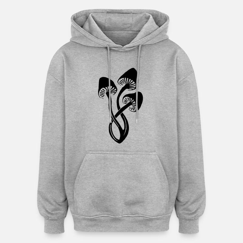 Trio de champignons noirs - Sweat à capuche oversize unisexe - gris chiné