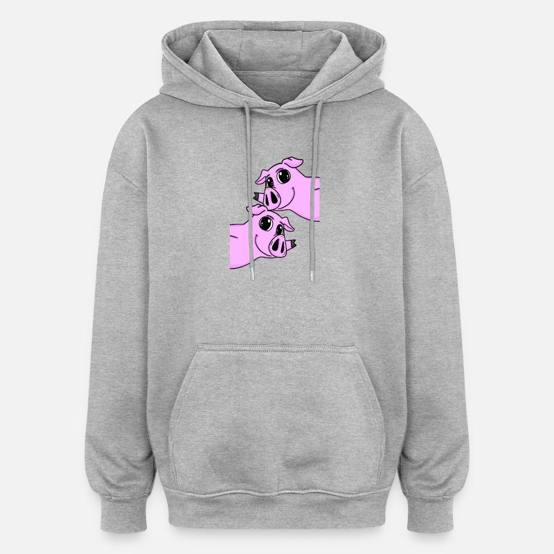 Cochons - Sweat à capuche oversize unisexe - gris chiné
