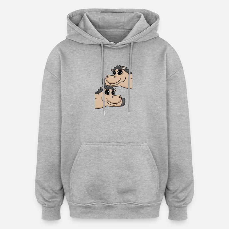 Pferd Pferde - Oversized Unisex Hoodie - Grau meliert