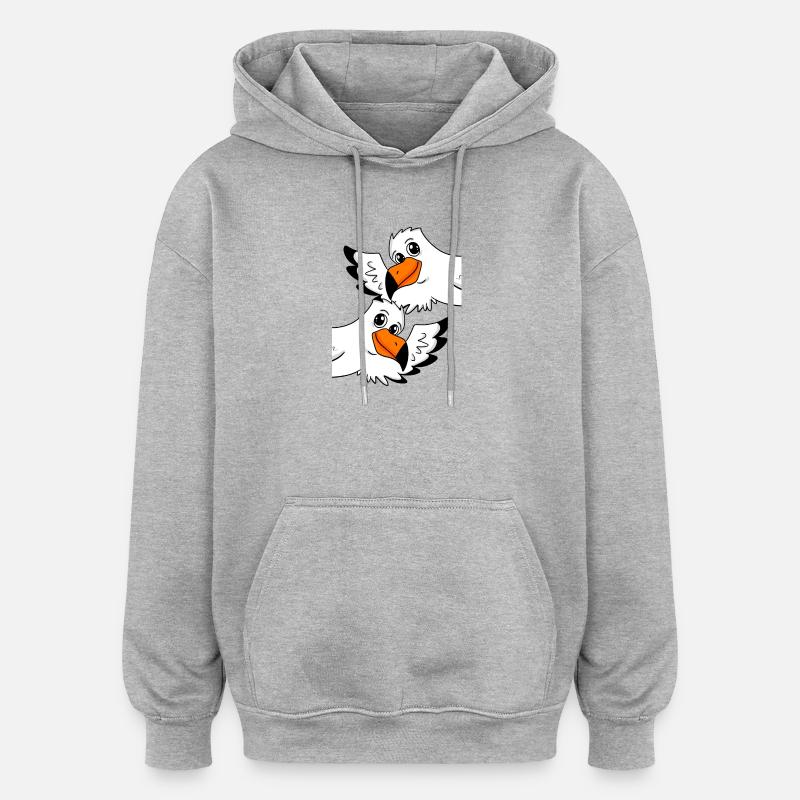 Seagull Greeting Welcome - Oversized Unisex Hoodie - heather grey