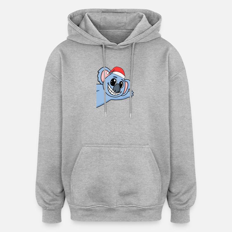 Noël Koala - Sweat à capuche oversize unisexe - gris chiné