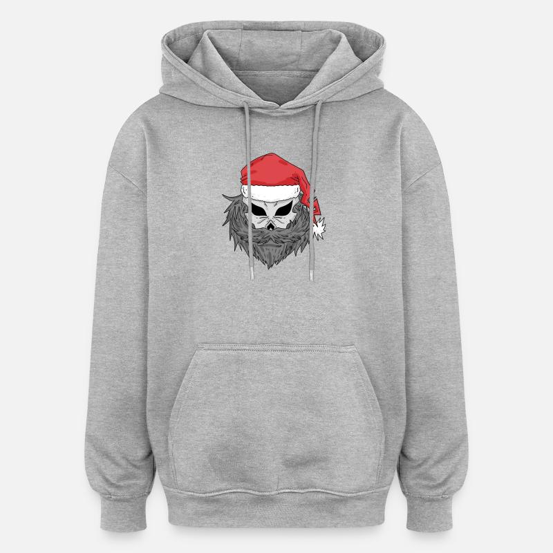 Crâne de Père Noël - Sweat à capuche oversize unisexe - gris chiné