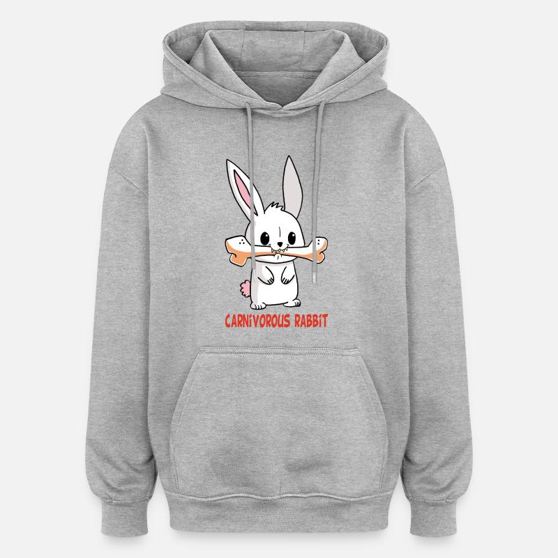 Lapin blanc carnivore - Sweat à capuche oversize unisexe - gris chiné