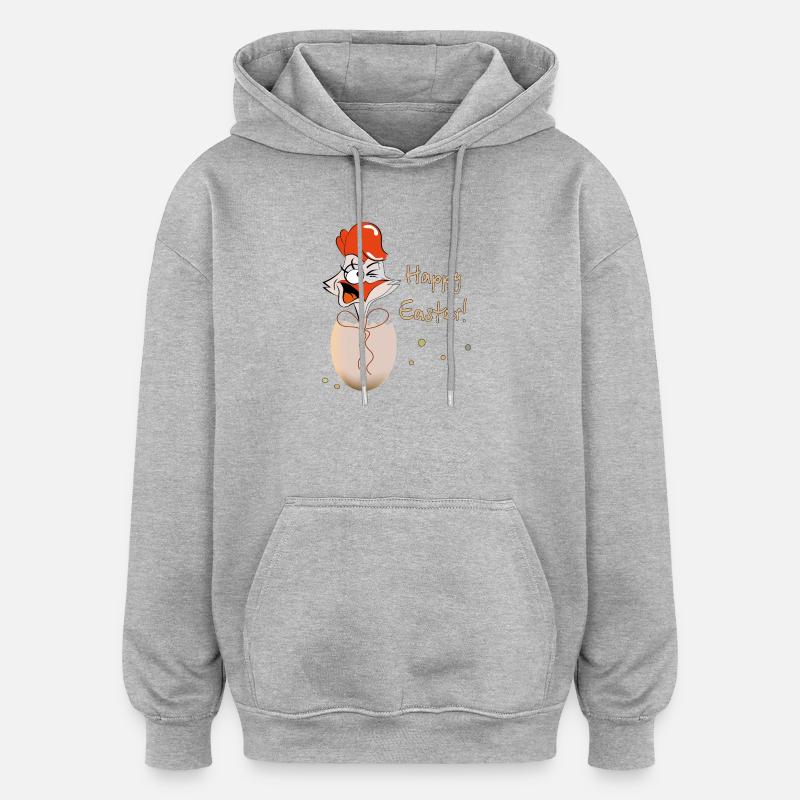 Happy Easter Rooster Easter - Oversized Unisex Hoodie - heather grey