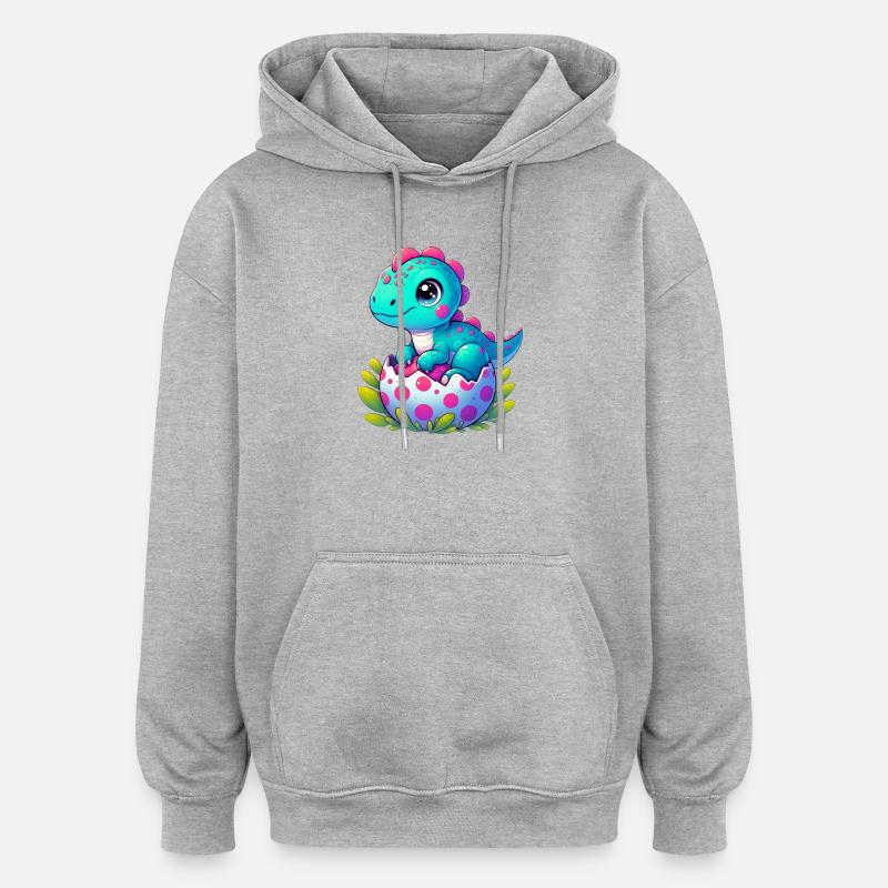 Dinosaure - Sweat à capuche oversize unisexe - gris chiné