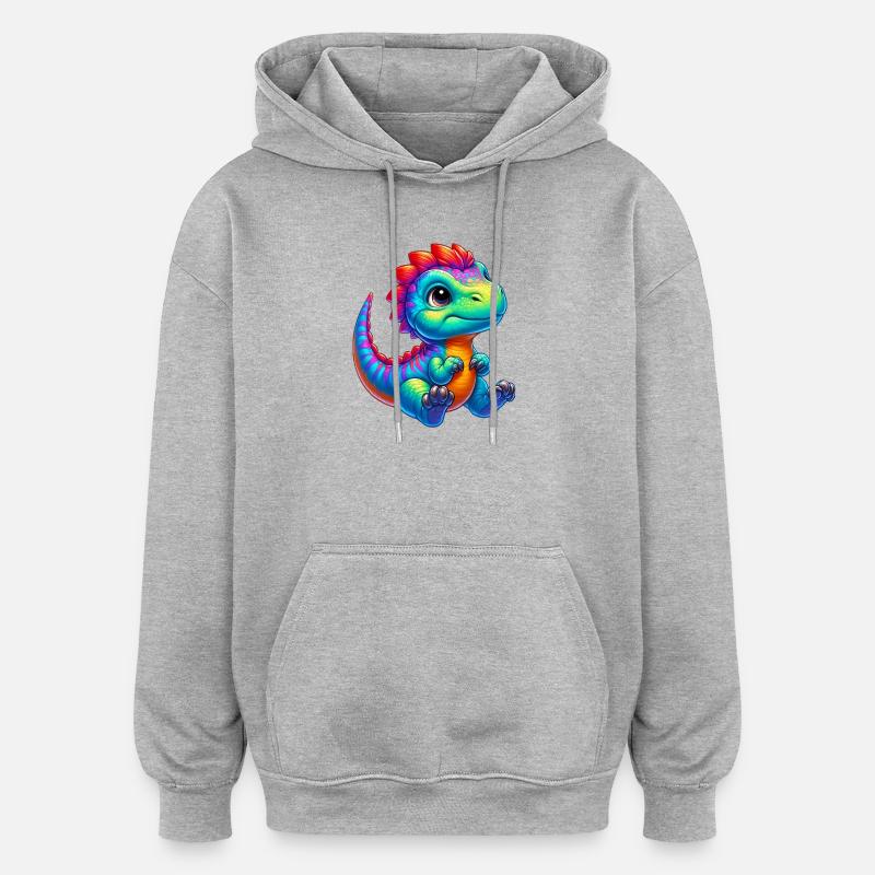 Dinosaur - Oversized Unisex Hoodie - heather grey