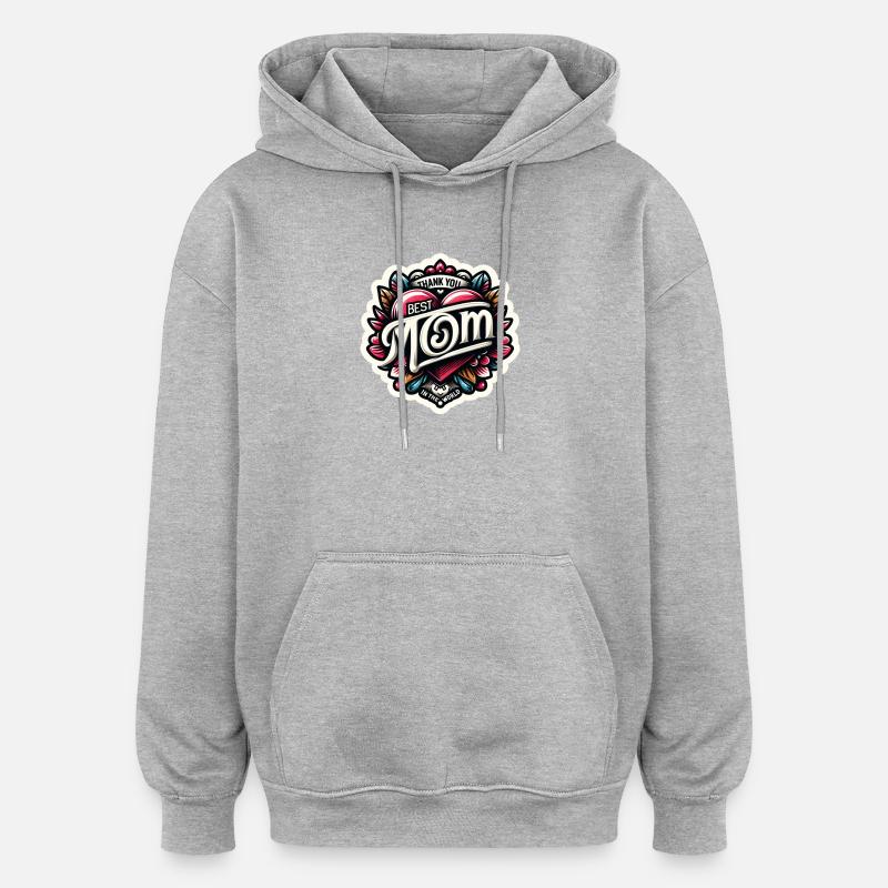 Merci, maman - Sweat à capuche oversize unisexe - gris chiné