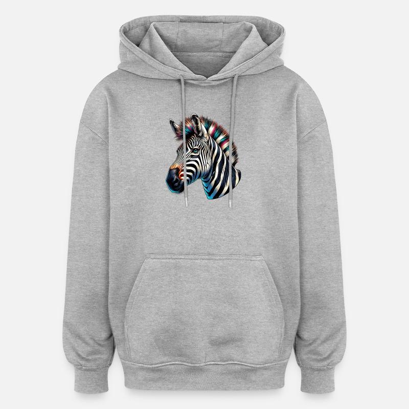 Zebra - Oversized Unisex Hoodie - Grau meliert