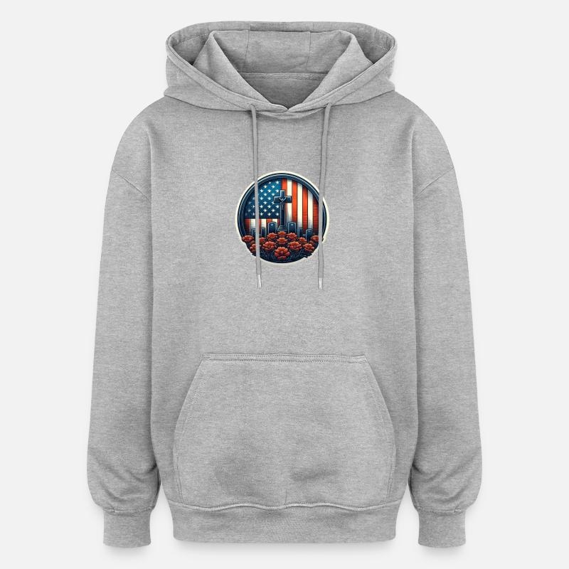 Honorez les héros - Sweat à capuche oversize unisexe - gris chiné