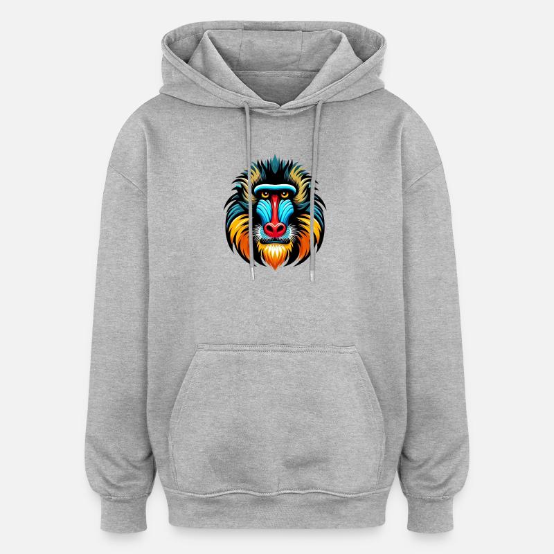Mandrill monkey - Oversized Unisex Hoodie - heather grey