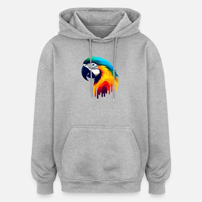 Perroquet - Sweat à capuche oversize unisexe - gris chiné