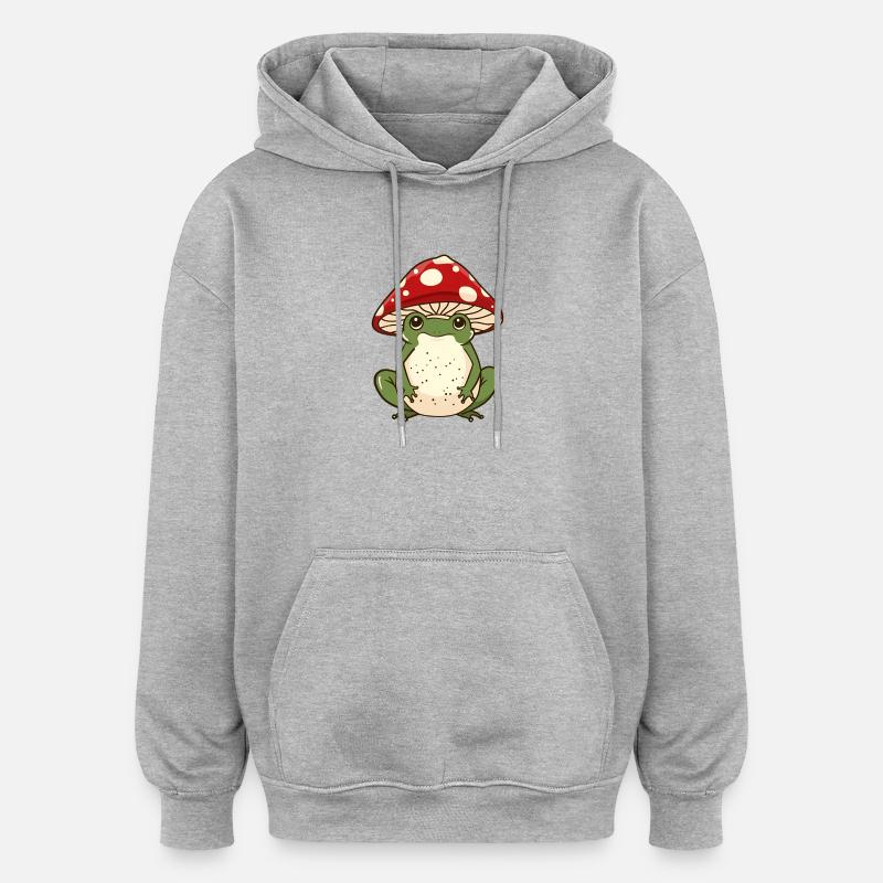 Champignon Cap Grenouille Whimsy - Sweat à capuche oversize unisexe - gris chiné
