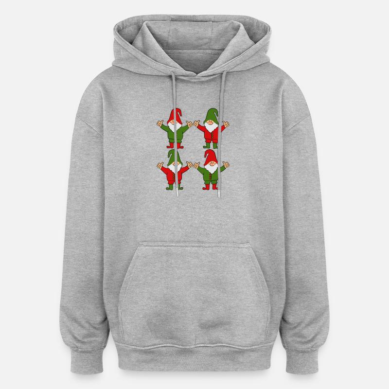 Nains gnomes - Sweat à capuche oversize unisexe - gris chiné