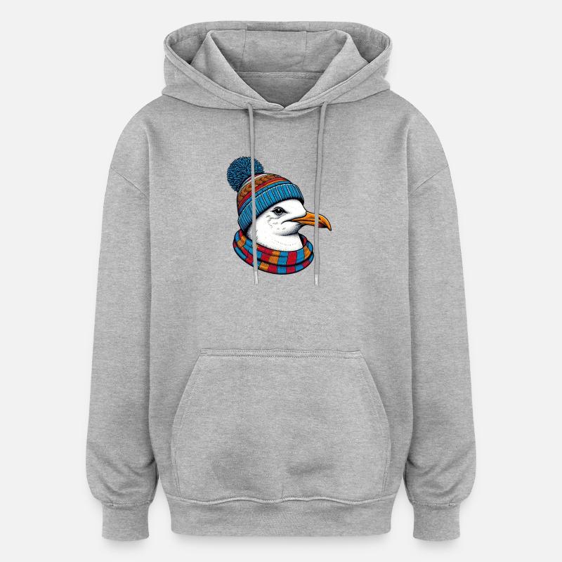 Mouette - Sweat à capuche oversize unisexe - gris chiné