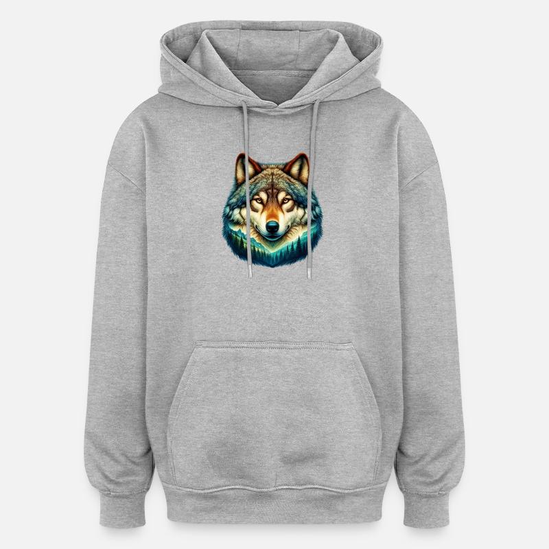 Loup - Sweat à capuche oversize unisexe - gris chiné