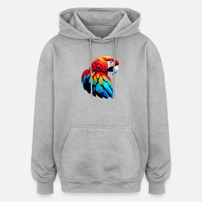 Perroquet - Sweat à capuche oversize unisexe - gris chiné