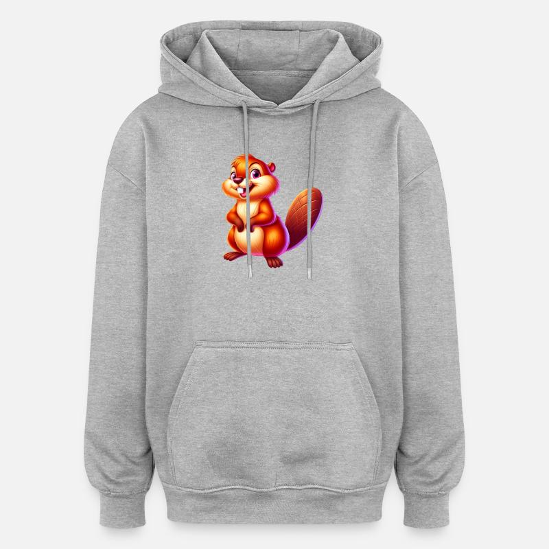 Castor - Sweat à capuche oversize unisexe - gris chiné