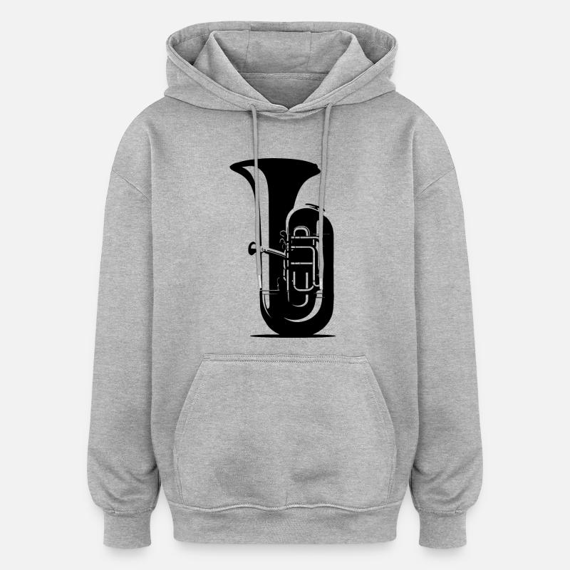 Dessin de tuba - Sweat à capuche oversize unisexe - gris chiné