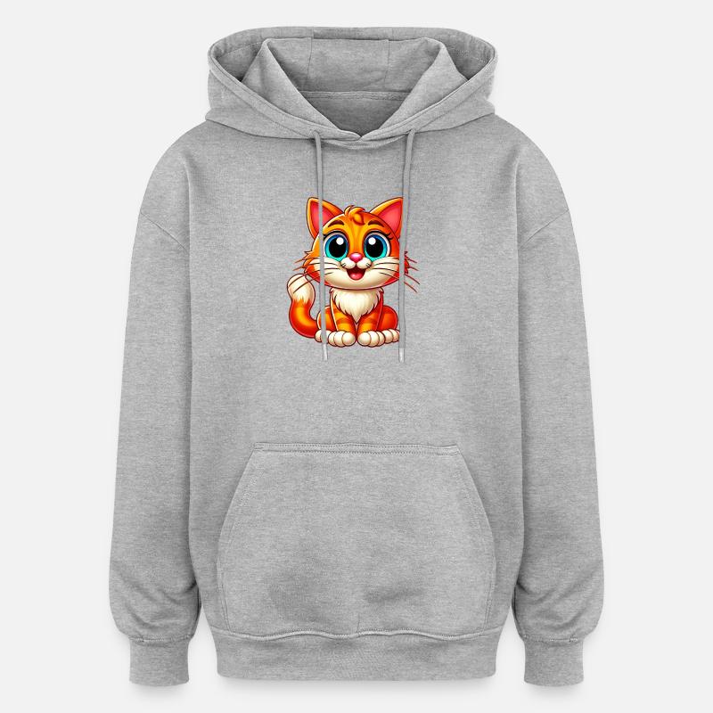 Chat - Sweat à capuche oversize unisexe - gris chiné