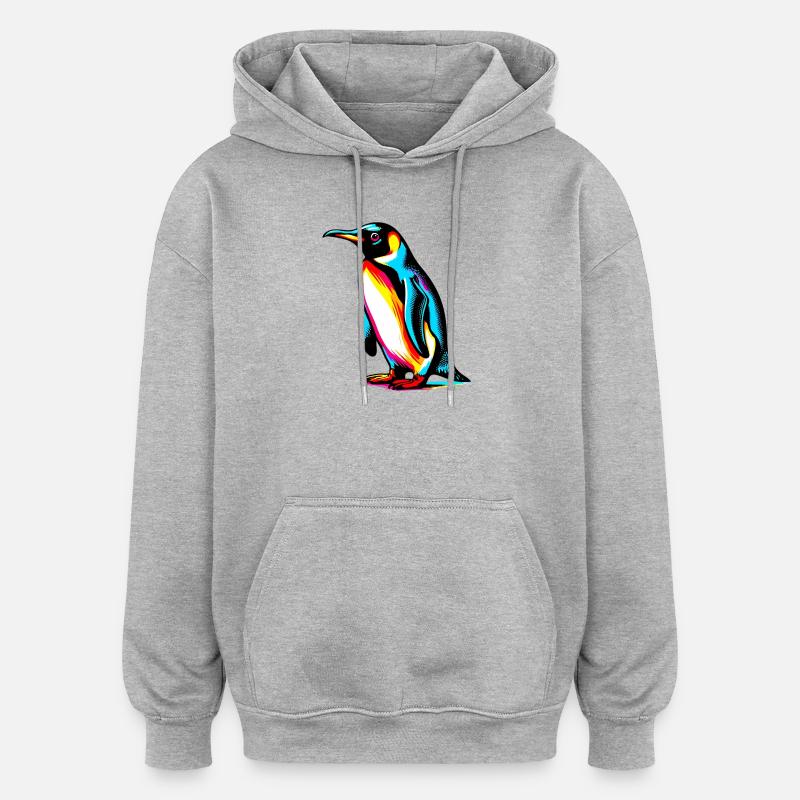 Pingouin - Sweat à capuche oversize unisexe - gris chiné