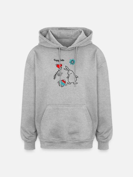 Happy Easter - Oversized Unisex Hoodie - Grau meliert