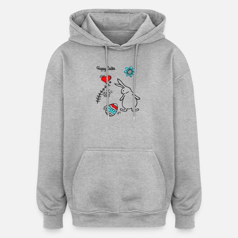 Happy Easter - Oversized Unisex Hoodie - heather grey