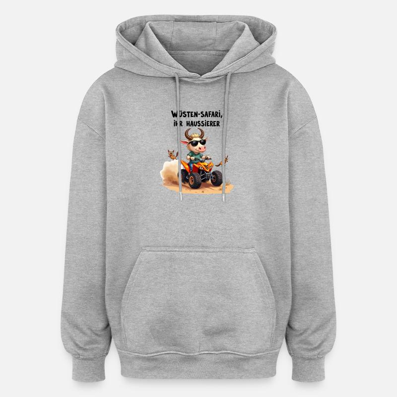 Déserts - Taureau - Sweat à capuche oversize unisexe - gris chiné