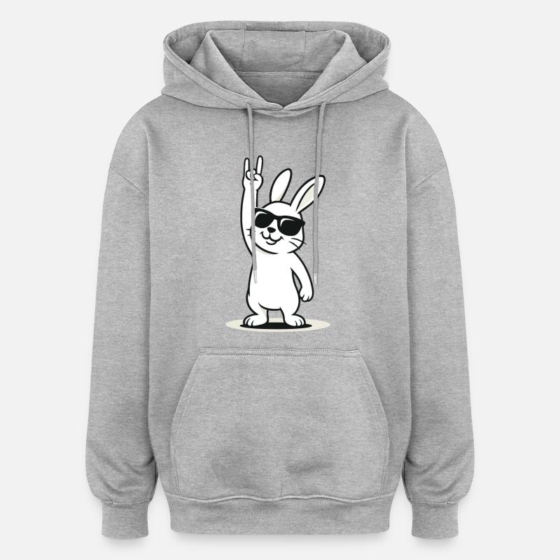 Lapin à bascule - Sweat à capuche oversize unisexe - gris chiné