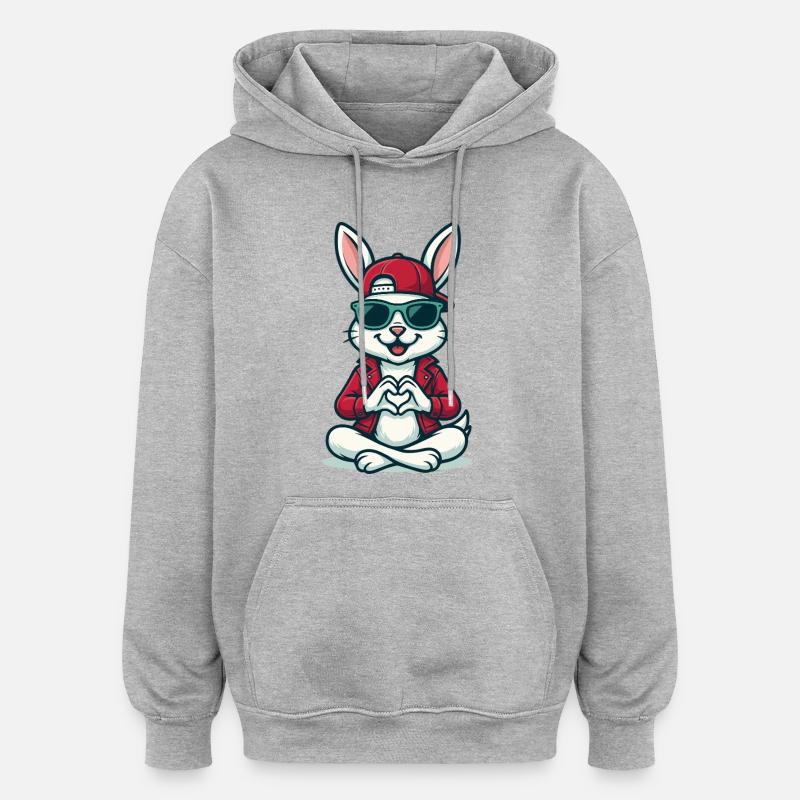Chill Heart Bunny - Sweat à capuche oversize unisexe - gris chiné