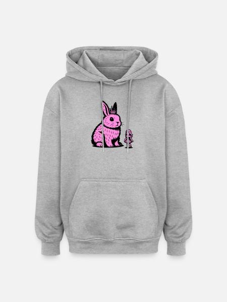 Princesse lapin - Sweat à capuche oversize unisexe - gris chiné