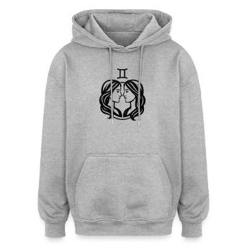 Sternzeichen Zwilling - Oversized Unisex Hoodie - Grau meliert - Vorne - Noah (186cm)