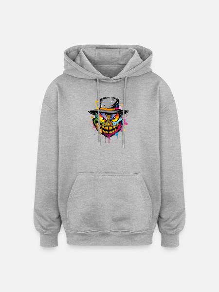 Halloween Face - Oversized Unisex Hoodie - Grau meliert