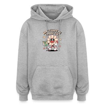 Folge mir nicht, ich bin zu verloren, Blume - Oversized Unisex Hoodie - Grau meliert - Vorne - Noah (186cm)