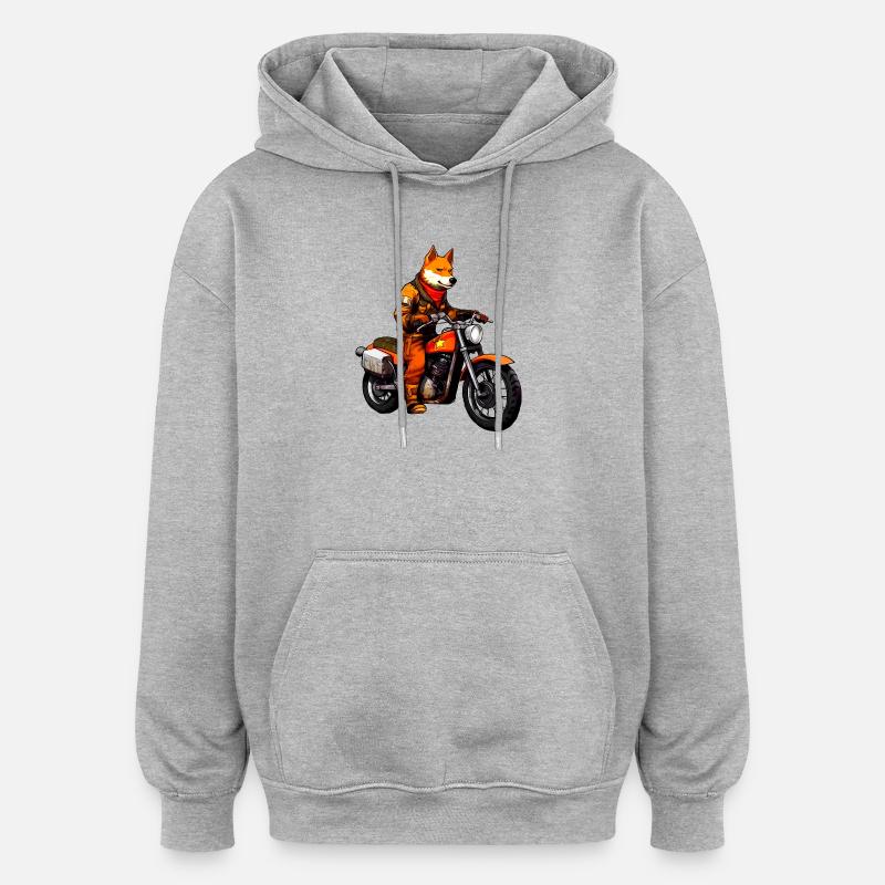 Fuchs Motorradfahrer - Oversized Unisex Hoodie - Grau meliert