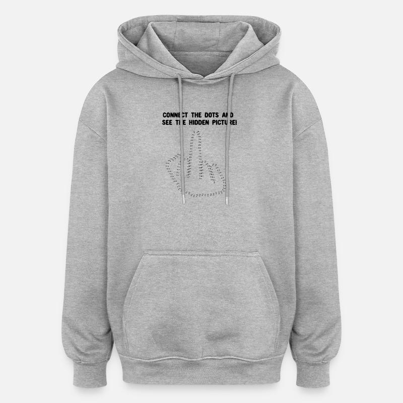Connect the dots - Middle finger - Sweat à capuche oversize unisexe - gris chiné
