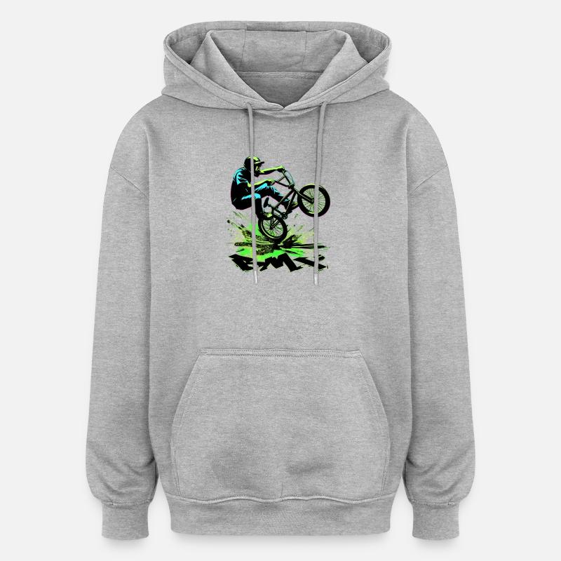 Vélo BMX - Sweat à capuche oversize unisexe - gris chiné