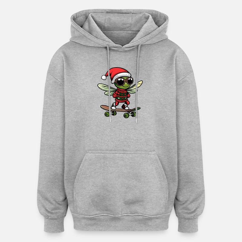 Libellule Noël drôle - Sweat à capuche oversize unisexe - gris chiné