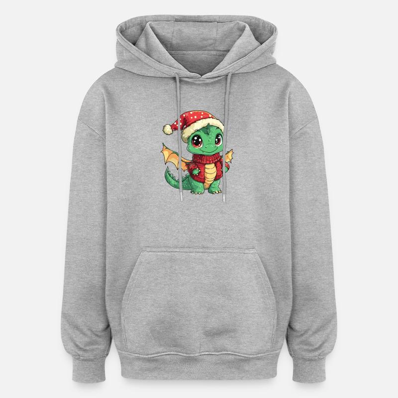 Noël du dragon - Sweat à capuche oversize unisexe - gris chiné