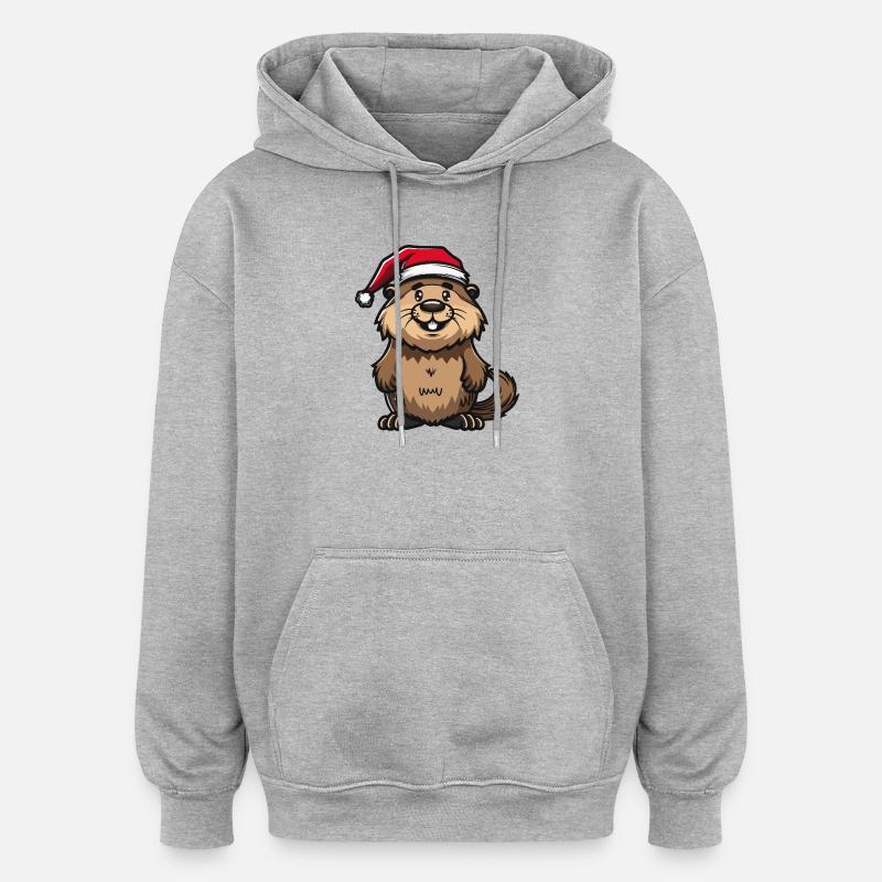 Noël du castor - Sweat à capuche oversize unisexe - gris chiné