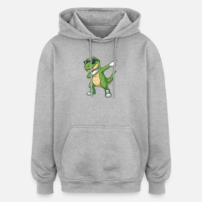 Dessin animé drôle de dinosaures d’entraînement - Sweat à capuche oversize unisexe - gris chiné