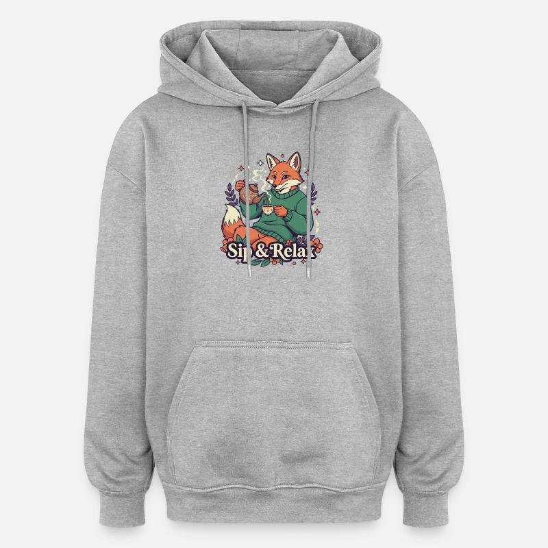Fuchs Teezeit – Ruhe genießen - Oversized Unisex Hoodie - Grau meliert