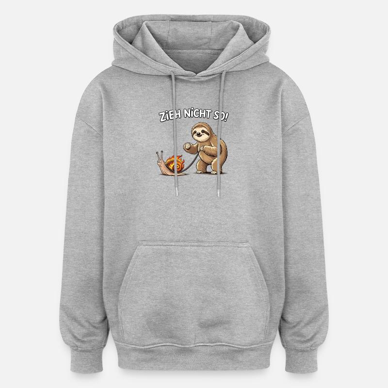Lazy buddy pulls snail - Oversized Unisex Hoodie - heather grey