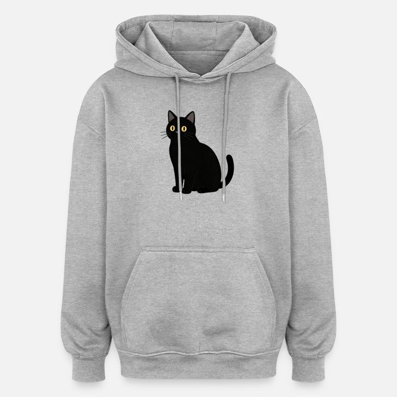 Chat noir chat noir - Sweat à capuche oversize unisexe - gris chiné