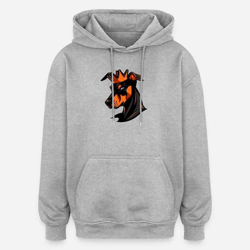 Couronne de chien doberman - Sweat à capuche oversize unisexe - gris chiné